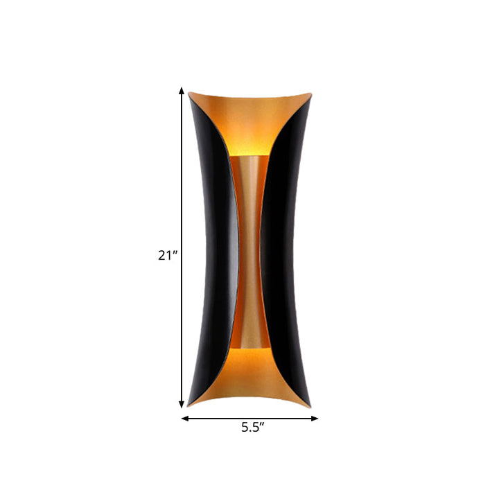 Modern Curl Sconce Light 13"/21"/30" Height 2 Lights Metallic Indoor Wall Lighting in Black | Kalsten