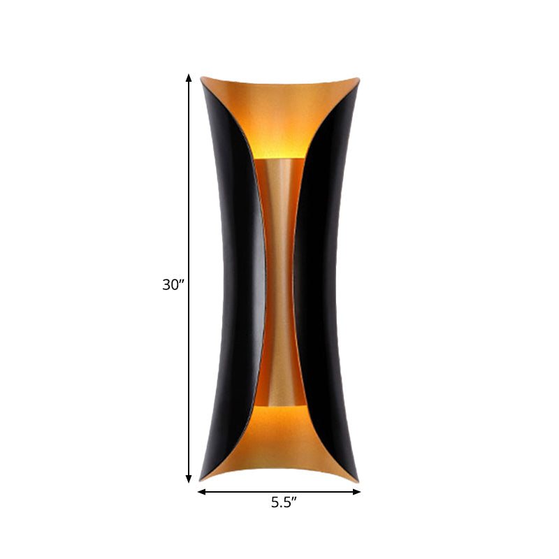 Modern Curl Sconce Light 13"/21"/30" Height 2 Lights Metallic Indoor Wall Lighting in Black | Kalsten