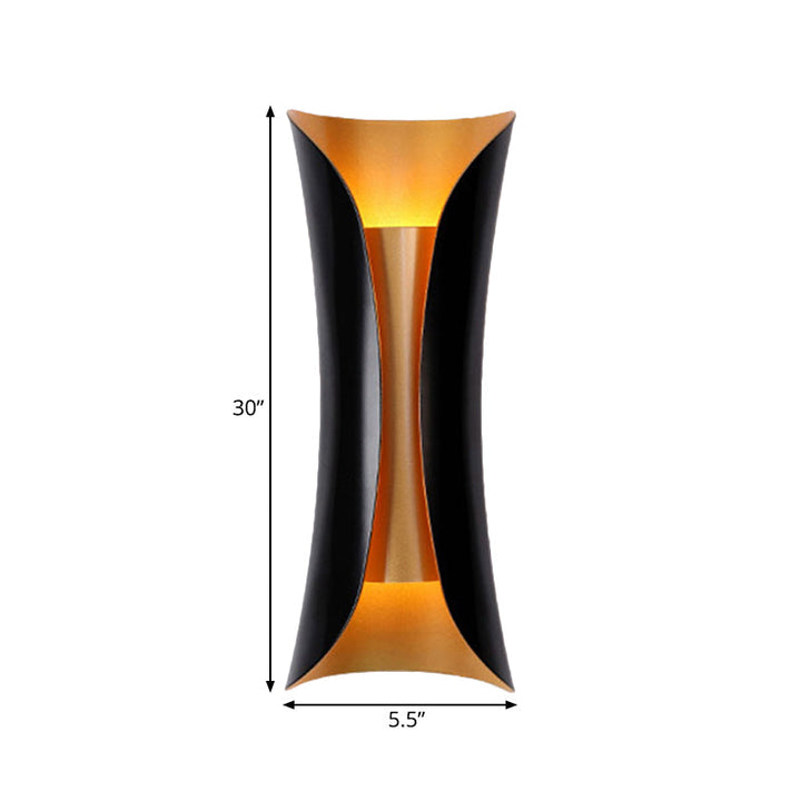 Modern Curl Sconce Light 13"/21"/30" Height 2 Lights Metallic Indoor Wall Lighting in Black | Kalsten