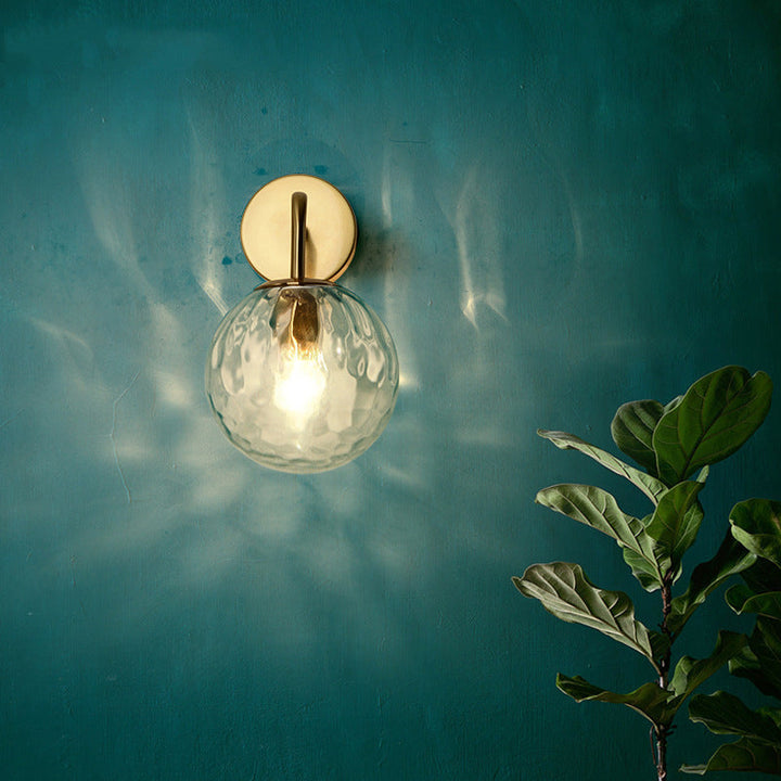 Glass Dome Brass Finish Wall Lamp Kalsten