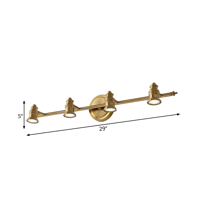 Linear Bathroom Vanity Mirror Light Traditionalism Metal 2/3/4-Bulb Brass Wall Sconce Lighting | Kalsten