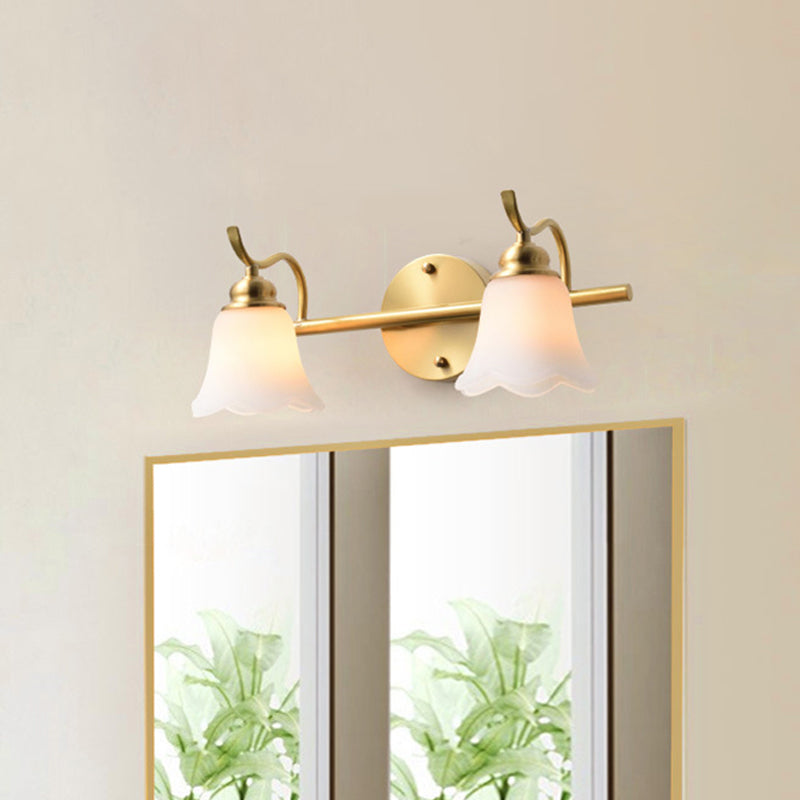 Flower Bathroom Wall Vanity Light Traditionalist Metal 2/3 Bulbs LED Brass Wall Sconce Lighting | Kalsten