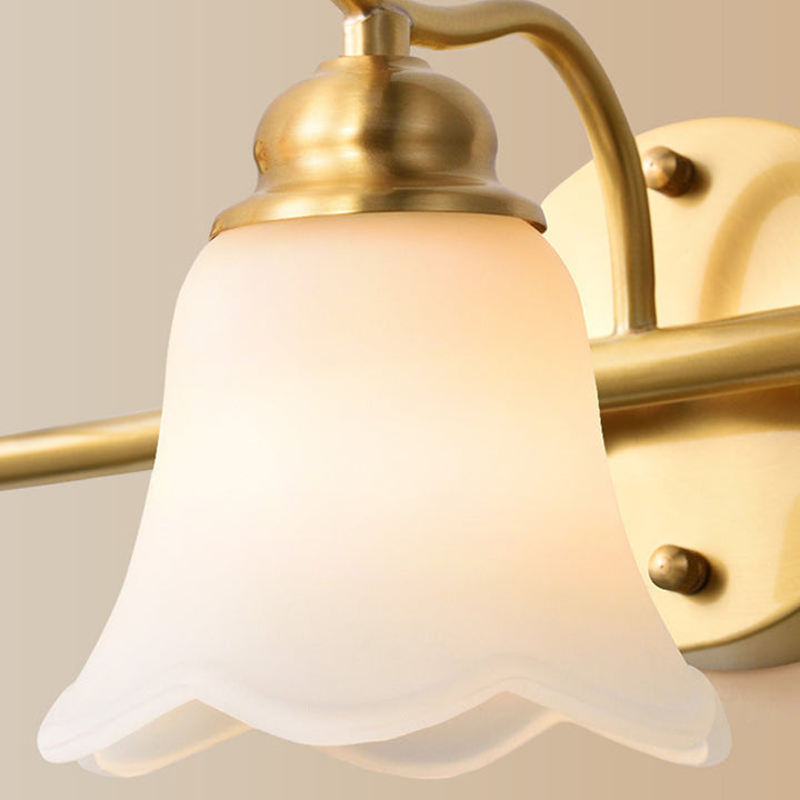 Flower Bathroom Wall Vanity Light Traditionalist Metal 2/3 Bulbs LED Brass Wall Sconce Lighting | Kalsten