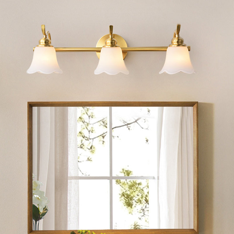 Flower Bathroom Wall Vanity Light Traditionalist Metal 2/3 Bulbs LED Brass Wall Sconce Lighting | Kalsten