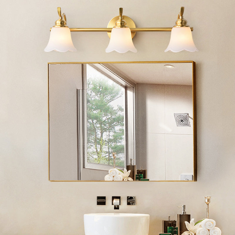 Flower Bathroom Wall Vanity Light Traditionalist Metal 2/3 Bulbs LED Brass Wall Sconce Lighting | Kalsten