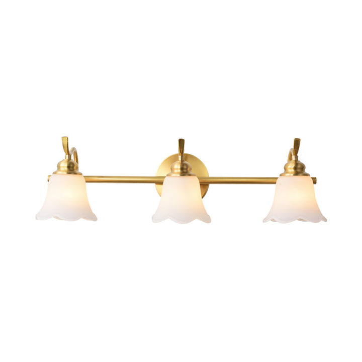 Flower Bathroom Wall Vanity Light Traditionalist Metal 2/3 Bulbs LED Brass Wall Sconce Lighting | Kalsten