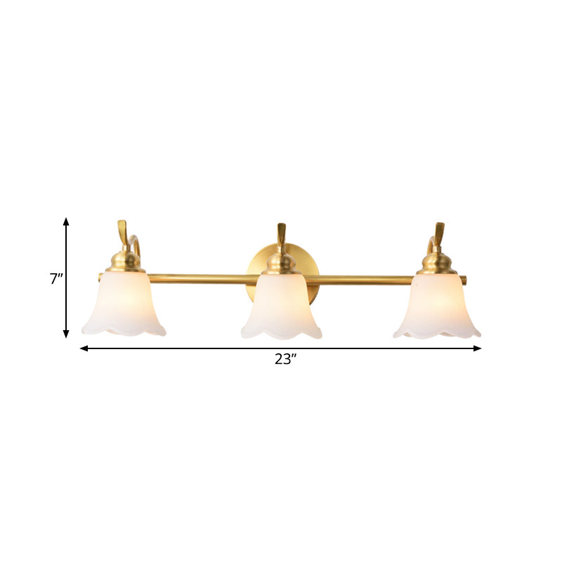 Flower Bathroom Wall Vanity Light Traditionalist Metal 2/3 Bulbs LED Brass Wall Sconce Lighting | Kalsten