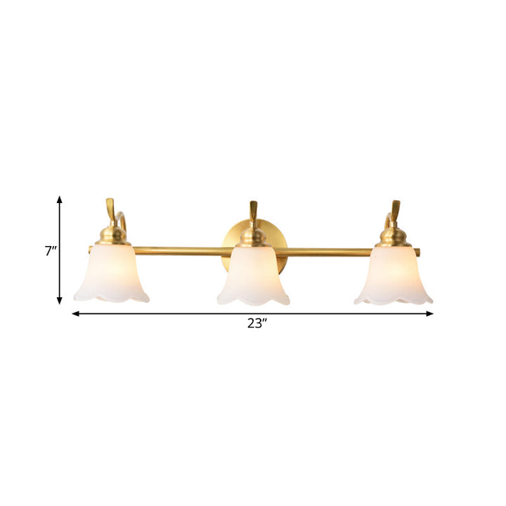 Flower Bathroom Wall Vanity Light Traditionalist Metal 2/3 Bulbs LED Brass Wall Sconce Lighting | Kalsten