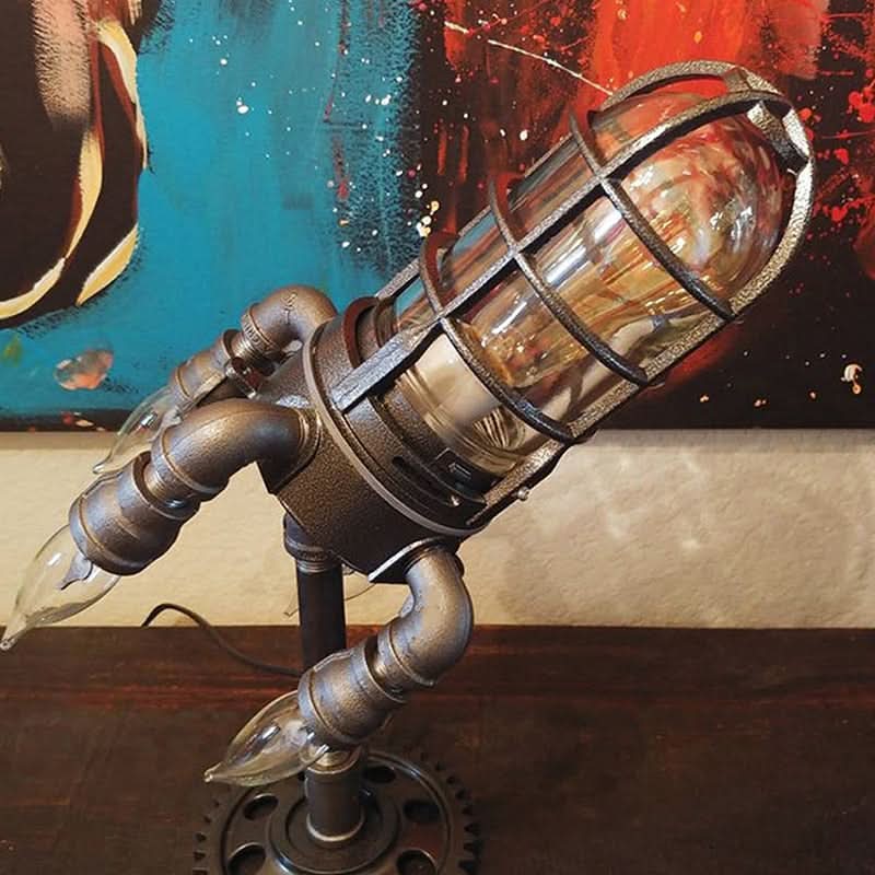 Steampunk Rocket Table Lamp with Flame Light | Kalsten