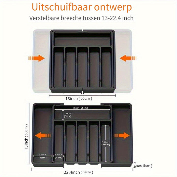 Extendable cutlery tray 33–57 cm | Kalsten