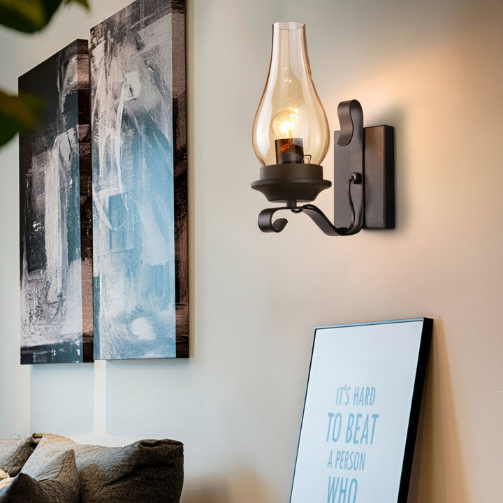 Glass Wall Sconce – Industrial Retro Iron Vintage E27 (20x30cm) | Kalsten