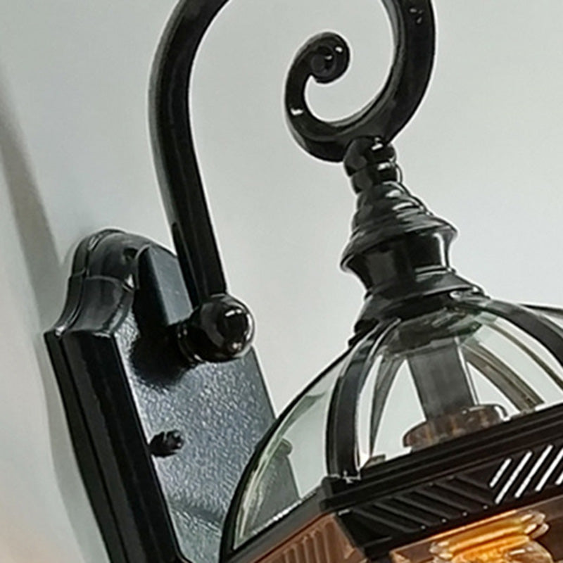 Traditional European Waterproof Aluminum Glass Hexagonal Prism 1-Light Wall Sconce Lamp For Garden | Kalsten