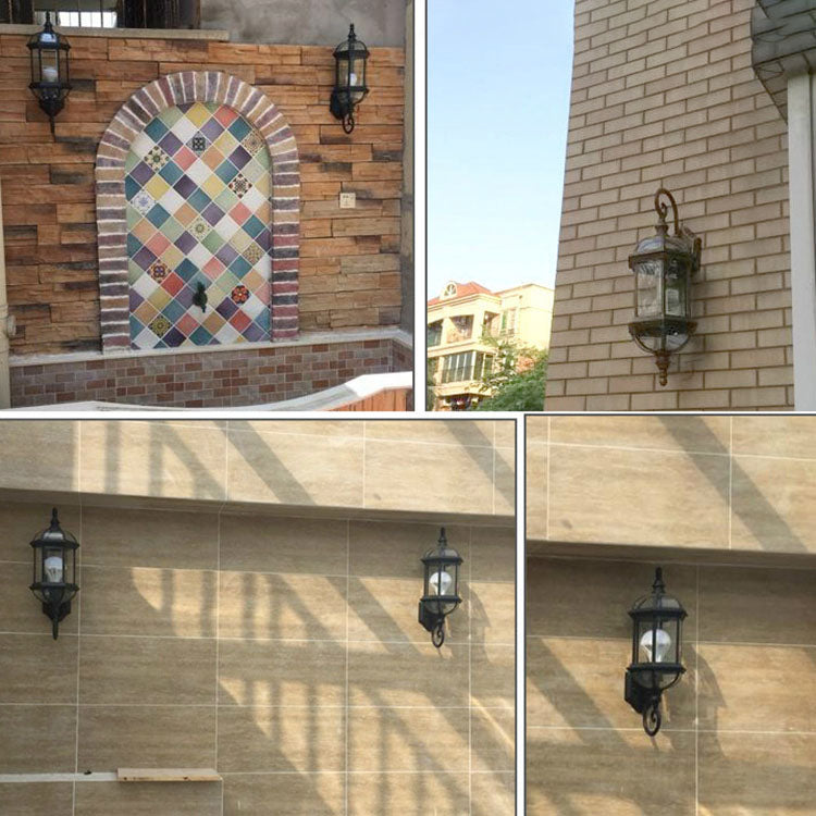 Traditional Vintage Waterproof Hexagonal Aluminum Glass 1-Light Outdoor Wall Sconce Lamp For Garden | Kalsten
