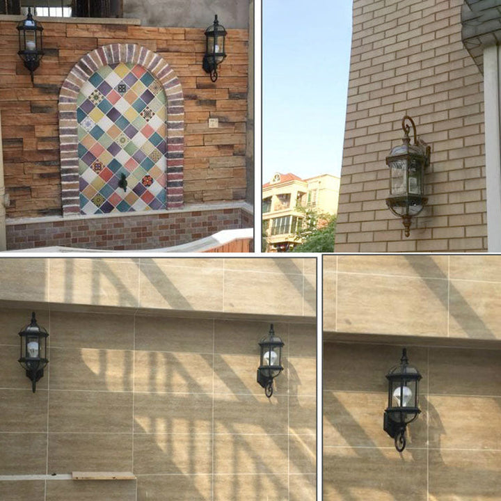 Traditional Vintage Waterproof Hexagonal Aluminum Glass 1-Light Outdoor Wall Sconce Lamp For Garden | Kalsten