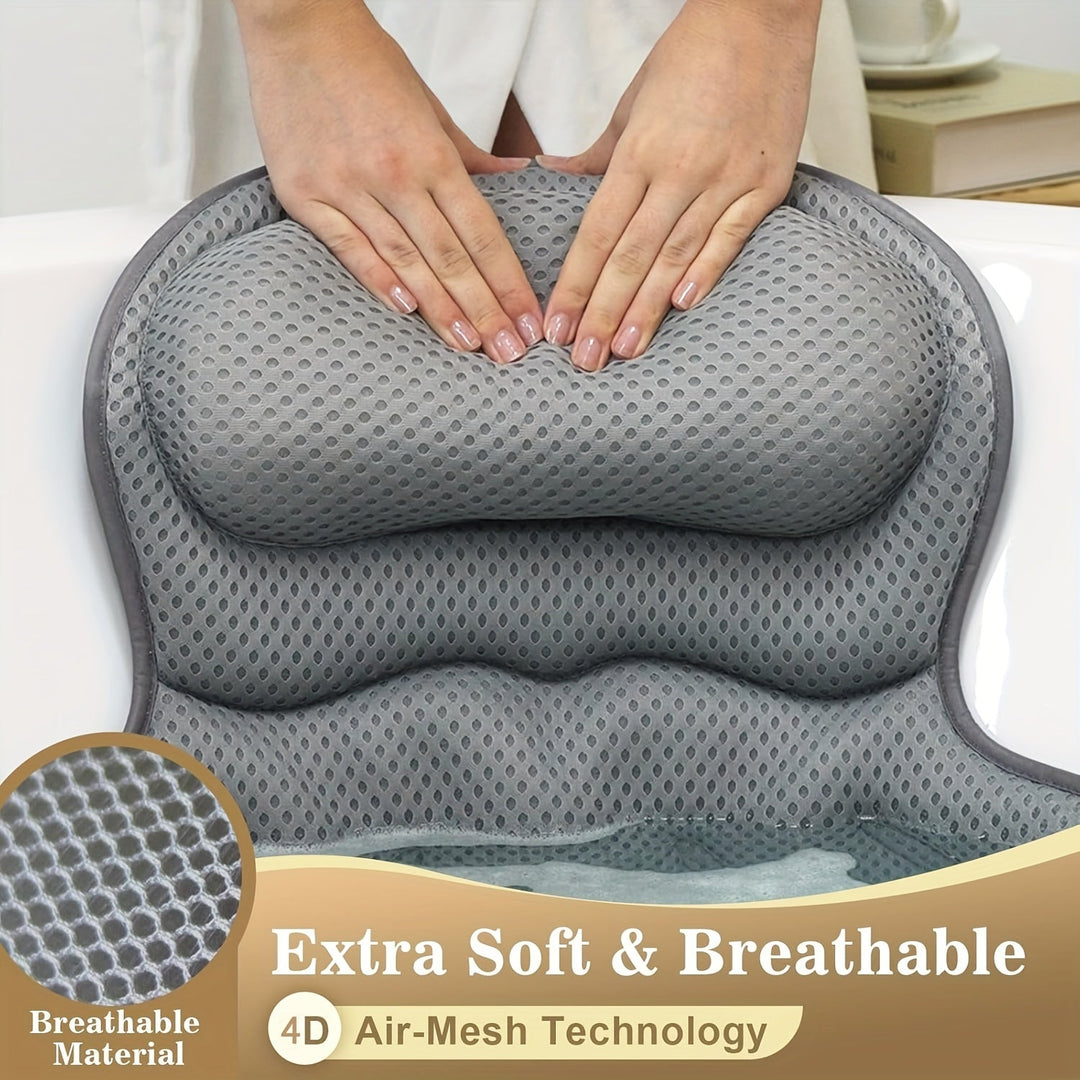 Kalsten | LuxieSpa 4D Luxe Bath Pillow - Breathable Pillow with Neck and Back Support for a Relaxing Bath