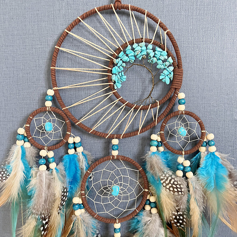 Skanto | Turquoise Tree of Life Feather Dreamcatcher