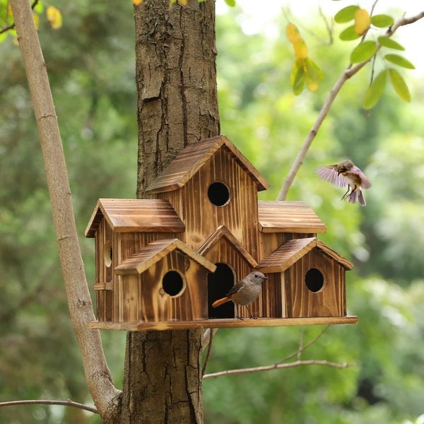 Handmade Wooden Birdhouse – 6 Holes