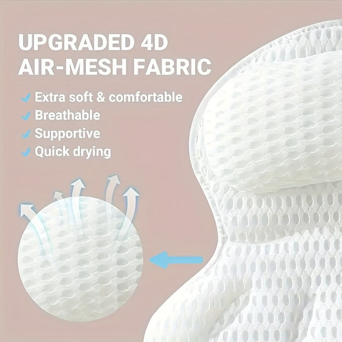 Kalsten | LuxieSpa 4D Luxe Bath Pillow - Breathable Pillow with Neck and Back Support for a Relaxing Bath