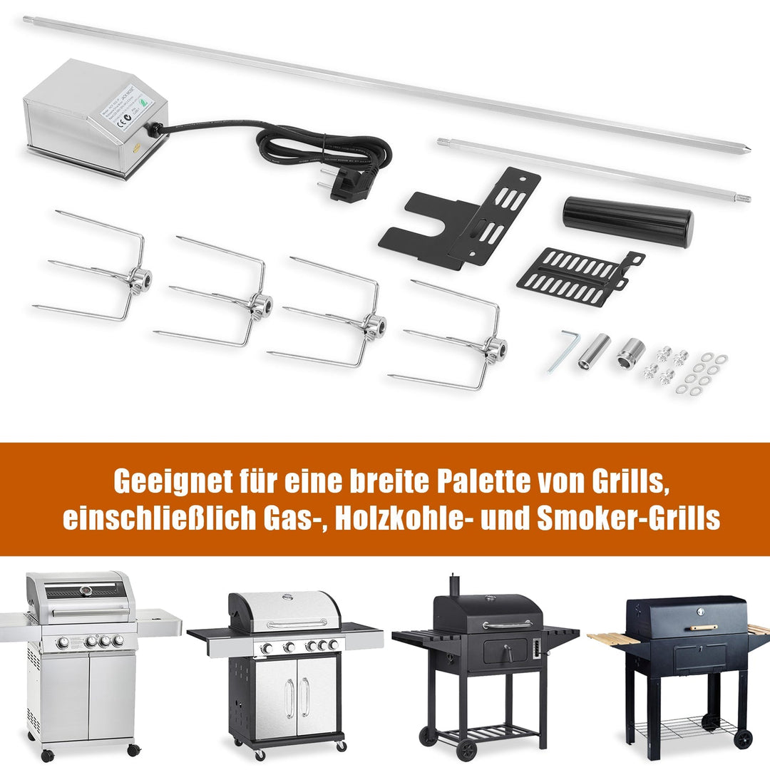 BBQ Grill Skewer Stainless Steel Motor 4x Meat Needle | Kalsten