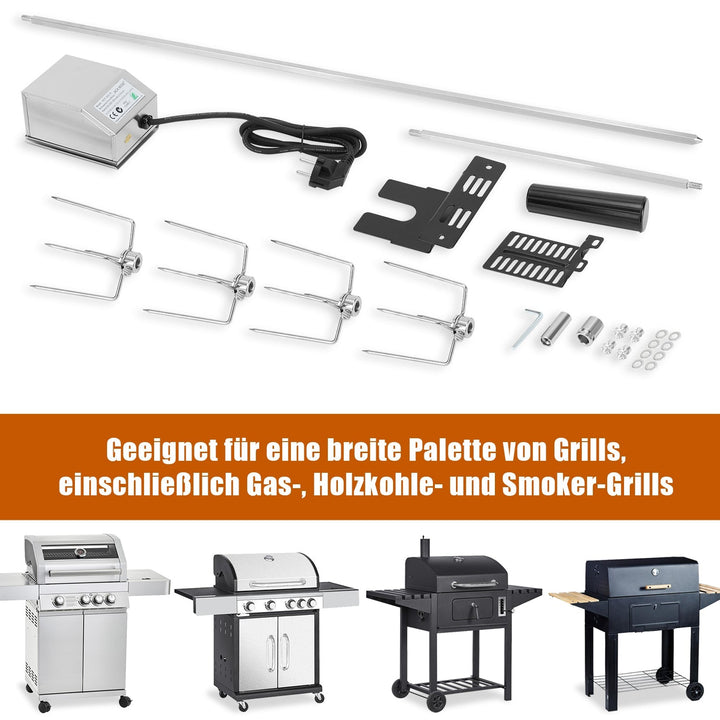 BBQ Grill Skewer Stainless Steel Motor 4x Meat Needle | Kalsten
