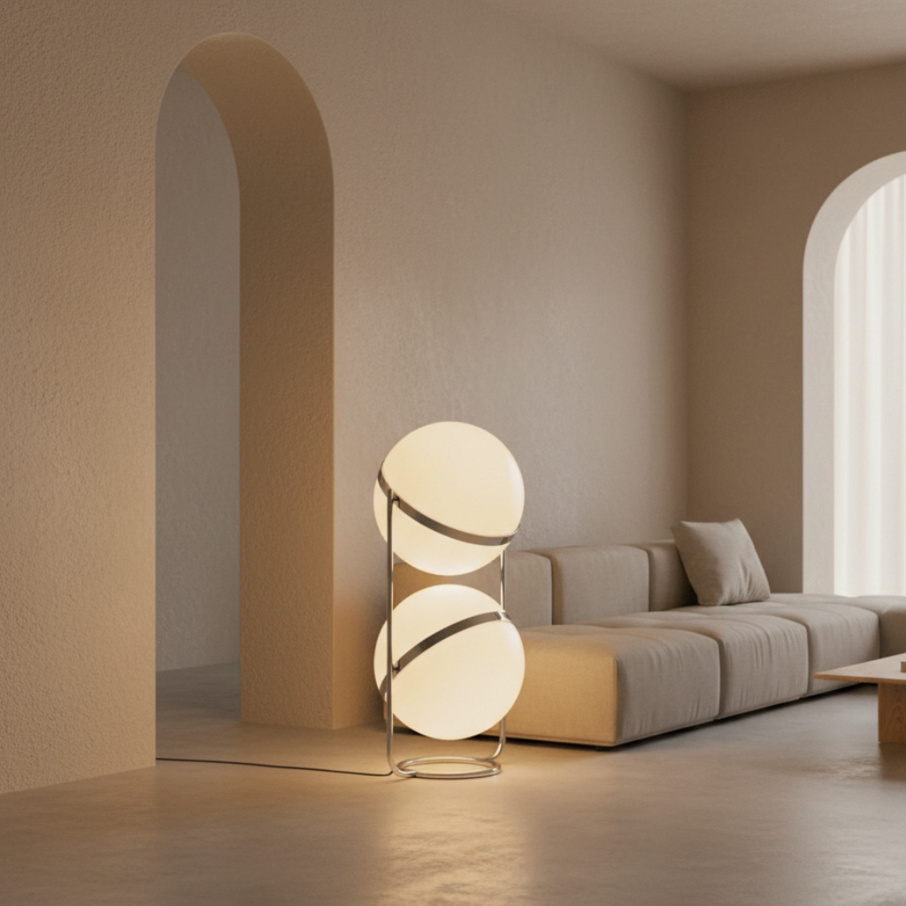 Orbis Luna Chrome-Frame Floor Lamp