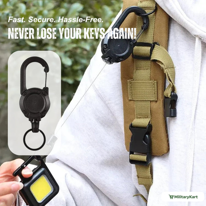 Kalsten | Heavy-Duty Tactical Retractable Keychain – Multi-Use Outdoor Carabiner Tool