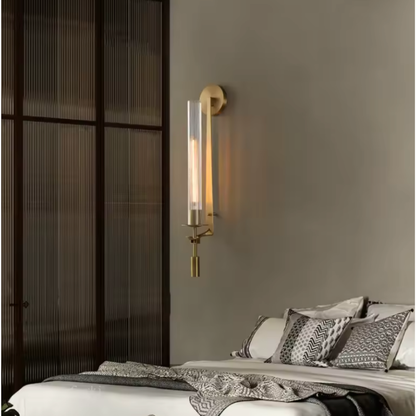 Clarion Fluted Glass & Iron Wall Sconce