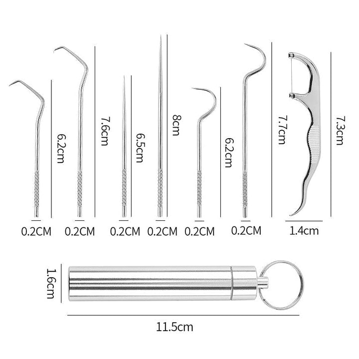 Toothpick set made of stainless steel (7 pieces) | Kalsten