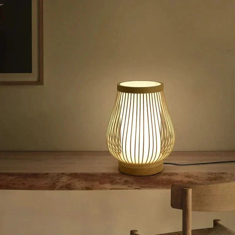 Japanese Bamboo Table Lamp with Warm Light | Kalsten