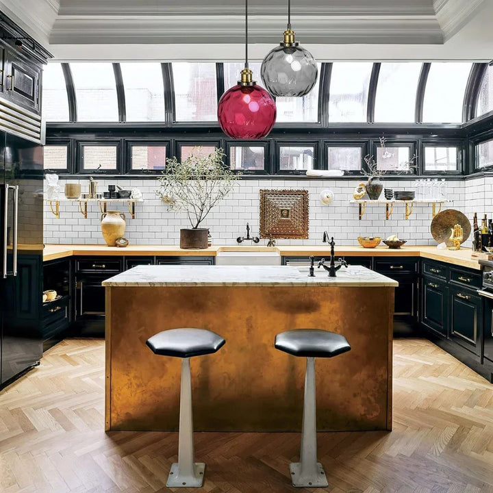 Pendant Light Ripple Glass 7.9 in Sphere Adjustable Dining Room Kitchen Hanging Ceiling Lamp Modern Nordic Minimalist Fixture | Kalsten