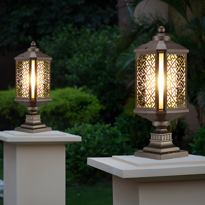 Antique Die-Cast Aluminum Waterproof Glass Shade Retro Fence Post Lights | Kalsten