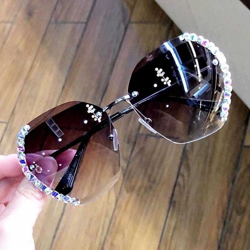 Rimless Sunglasses with Crystal | Kalsten