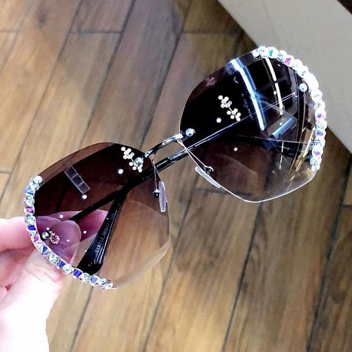 Rimless Sunglasses with Crystal | Kalsten