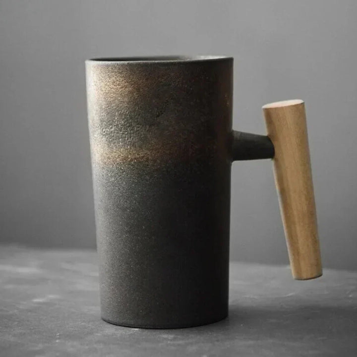 ScandiSip Ceramic Mug – Minimalist Scandinavian Design with Wooden Handle | Kalsten