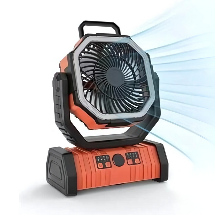 PowerBreeze Camping Fan with LED & Powerbank – 20000mAh, Rotatable & Rechargeable | Kalsten