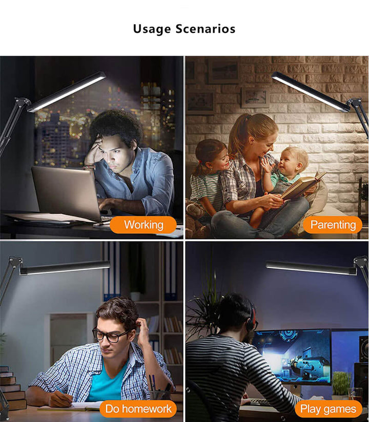 LED Foldable Long Arm Clip Eye Protection USB Reading Table Lamp | Kalsten