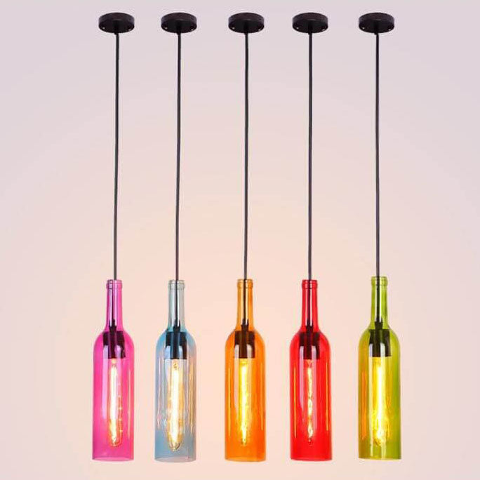 Pendant Light Glass 12.2 in Industrial Red Blue Green Yellow Purple Bar Living Room Cafe Restaurant Office Lighting | Kalsten
