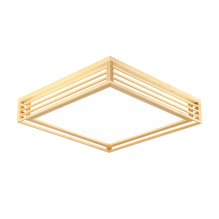 Flush Mount Ceiling Light Wood Acrylic 13.8 in LED Beige White Modern Bedroom Living Room Dining Room Lighting | Kalsten