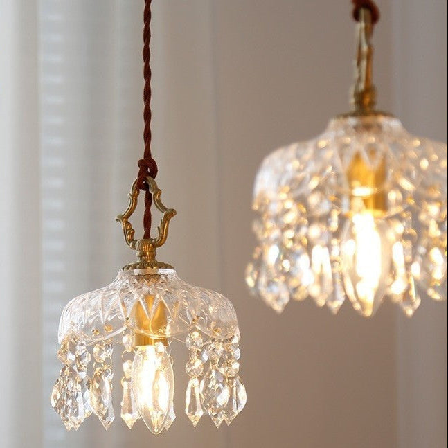 Small Brass Crystal Chandelier