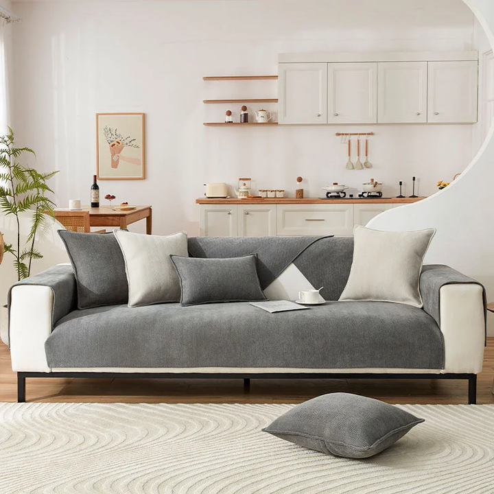 Kalsten | Wavy Check Chenille Fabric Furniture Protector Sofa Cover