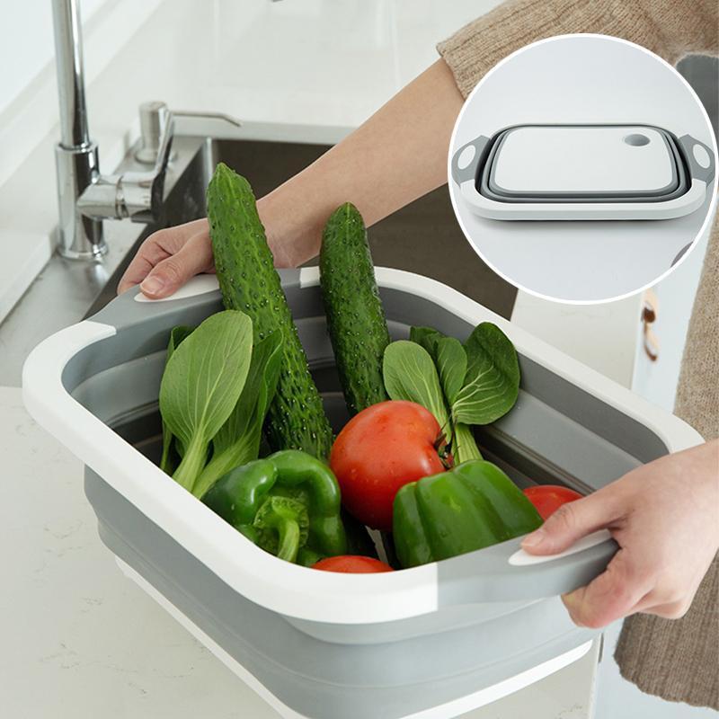 Folding Cutting Board with Dish Bin | Kalsten