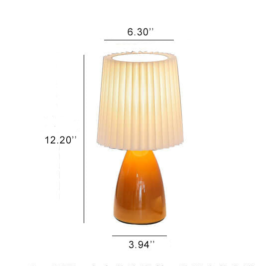 Scandinavian Retro Table Lamp with Pleated Shade and Glass Base | Kalsten