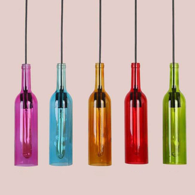 Pendant Light Glass 12.2 in Industrial Red Blue Green Yellow Purple Bar Living Room Cafe Restaurant Office Lighting | Kalsten