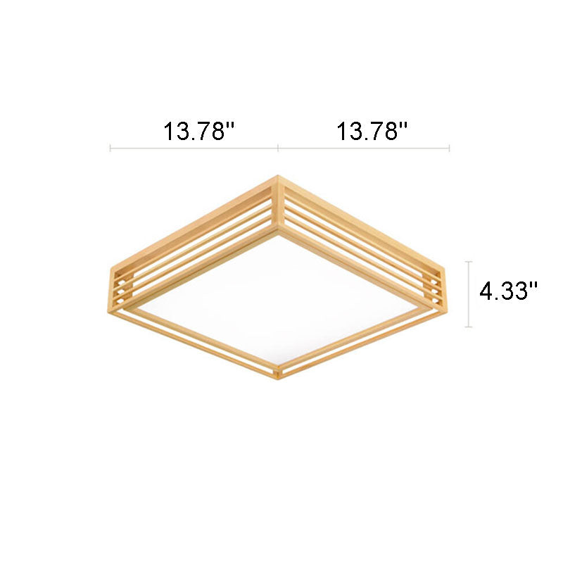 Flush Mount Ceiling Light Wood Acrylic 13.8 in LED Beige White Modern Bedroom Living Room Dining Room Lighting | Kalsten