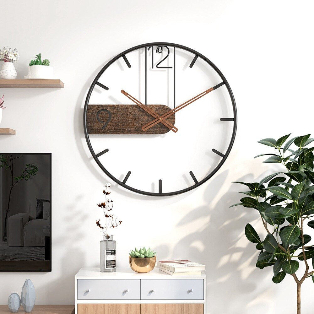 Skanto | Steel-Walnut Wall Clock | Modern Industrial Design with Walnut Wood