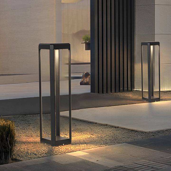 Square Minimalist Waterproof Stainless Steel Black Solar Pathway Lights | Kalsten