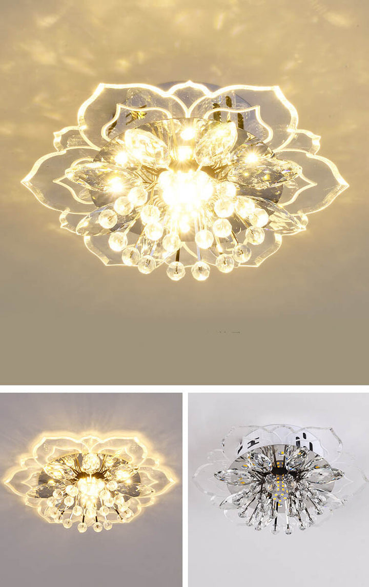 GlowPetal LED Crystal Ceiling Lamp – Flower-Shaped Modern Decor