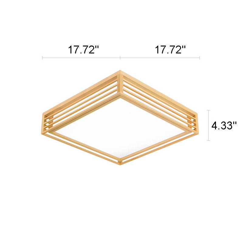 Flush Mount Ceiling Light Wood Acrylic 13.8 in LED Beige White Modern Bedroom Living Room Dining Room Lighting | Kalsten