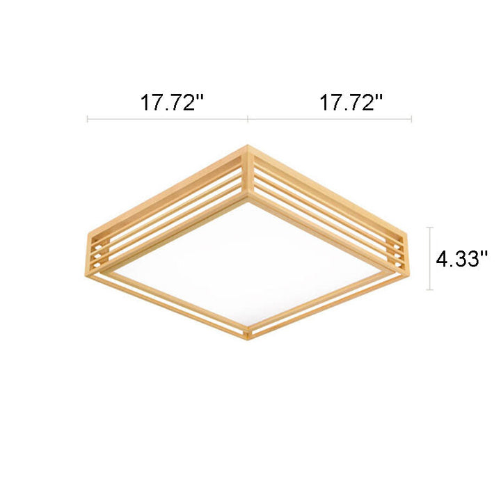 Flush Mount Ceiling Light Wood Acrylic 13.8 in LED Beige White Modern Bedroom Living Room Dining Room Lighting | Kalsten