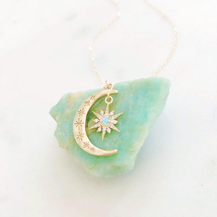 Moon & Sun Croissant Necklace | Kalsten